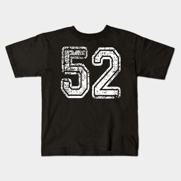 Number 52 Grungy in white Kids T-Shirt by Sterling